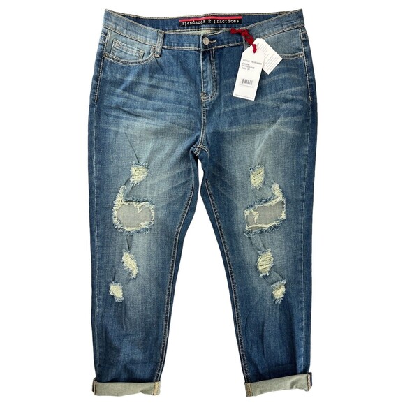 Standards & Practices Women's Size 10 Distressed Boyfriend Jeans NWT Size 30 - Picture 13 of 14